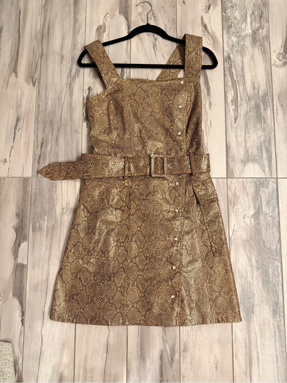 Nanushka Gold Snake-Print Belted Mini Dress